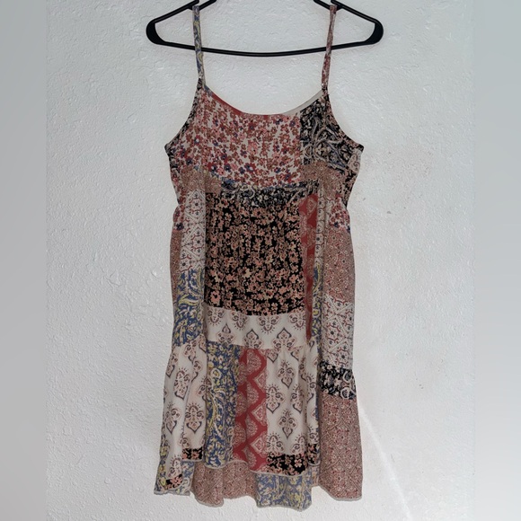 Altar’d State Patchwork Design Boho Mini Dress - Picture 3 of 7